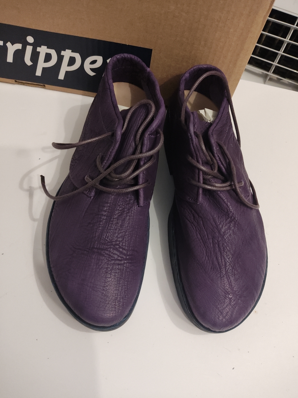 Trippen Men’s Purple Leather Lace-Up Shoes Size 7.5 Made In GERMANY